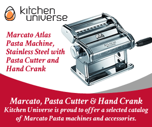 Marcato Atlas Pasta Machine, Stainless Steel with Pasta Cutter and Hand Crank