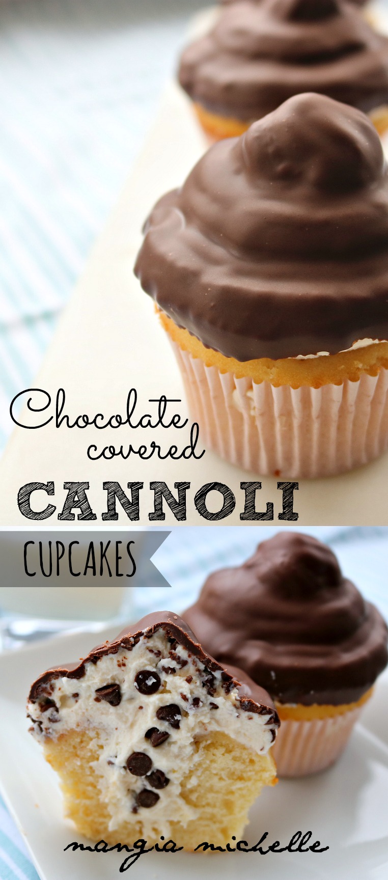 Cupcakes de Cannoli Cubiertos de Chocolate